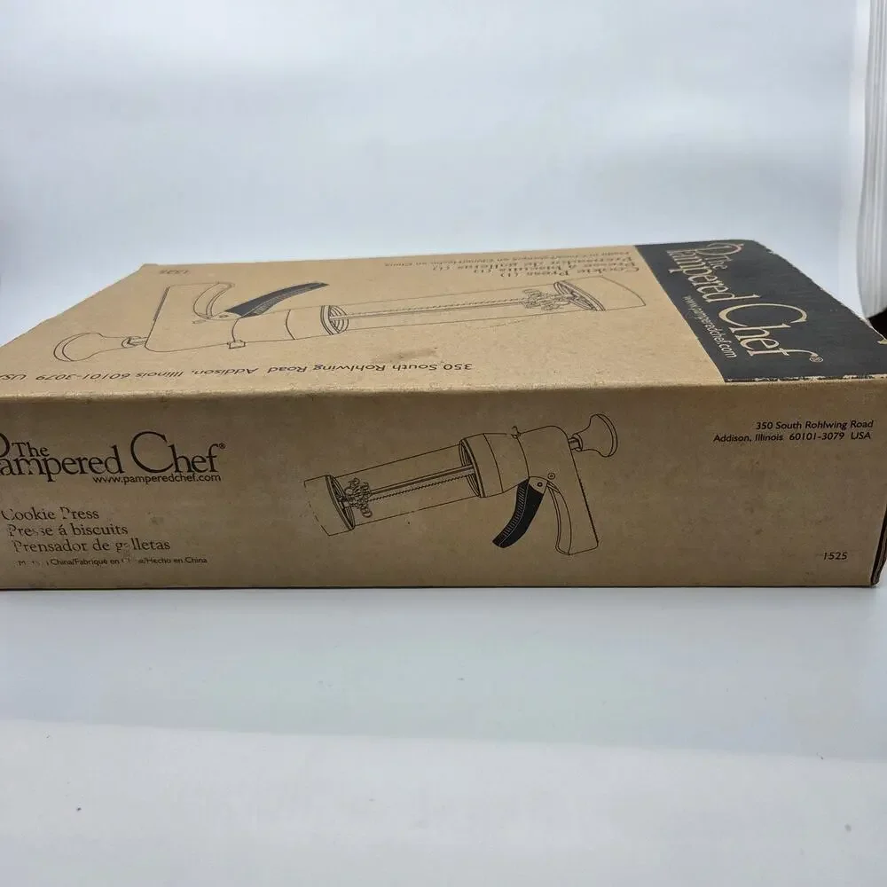 Pampered Chef Cookie Press Complete w/ Discs & Box Biscuit Spritz Maker Tested